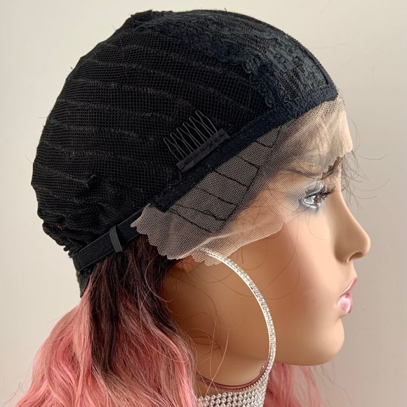 Long 28” Wavy Dusty Pink Synthetic Lace Front Wig - Picture 13 of 15